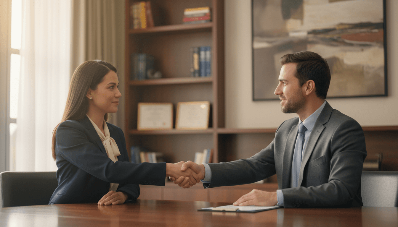 Professional handshake after evaluation